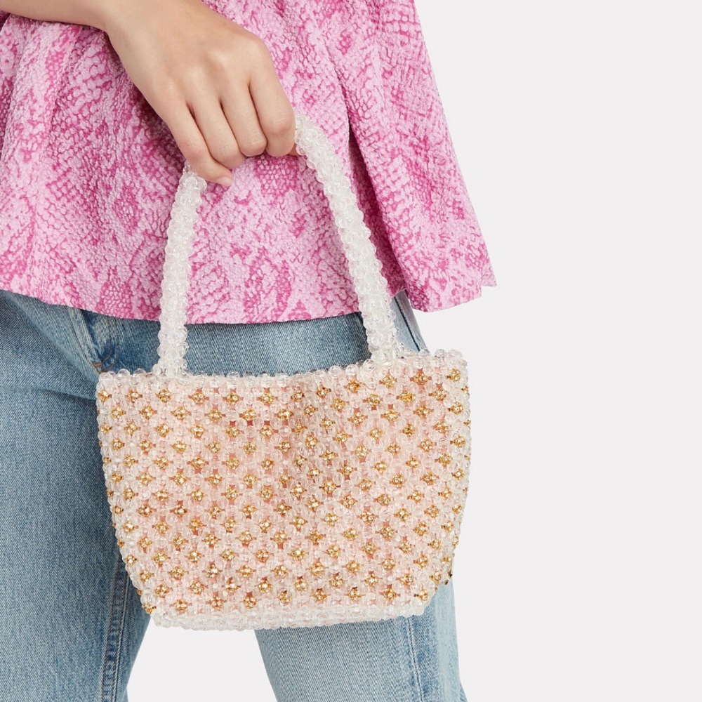 Loeffler Randall Beaded Mini Bag in Cream Gold Light Pink New w/out tags.